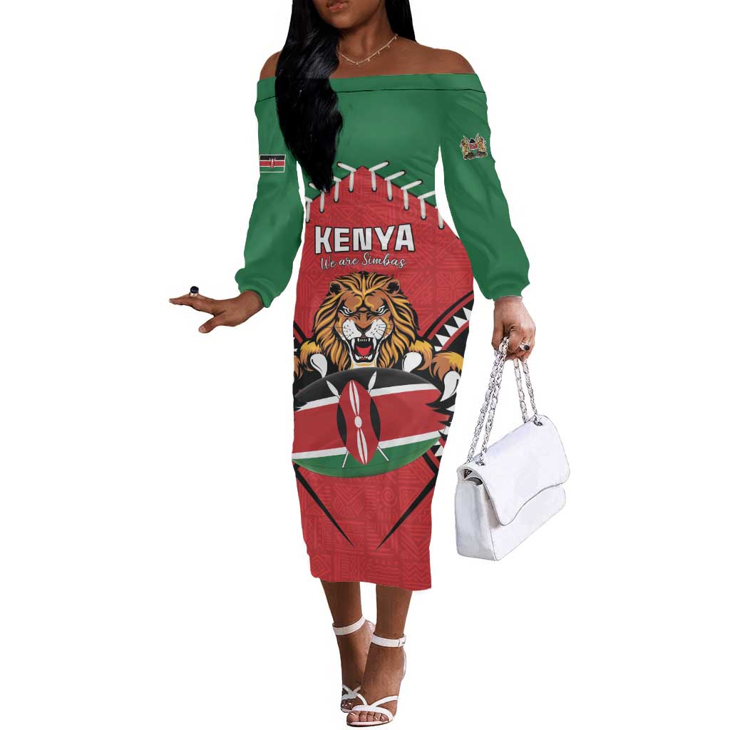 Custom Kenya Rugby Off The Shoulder Long Sleeve Dress We Are Simbas