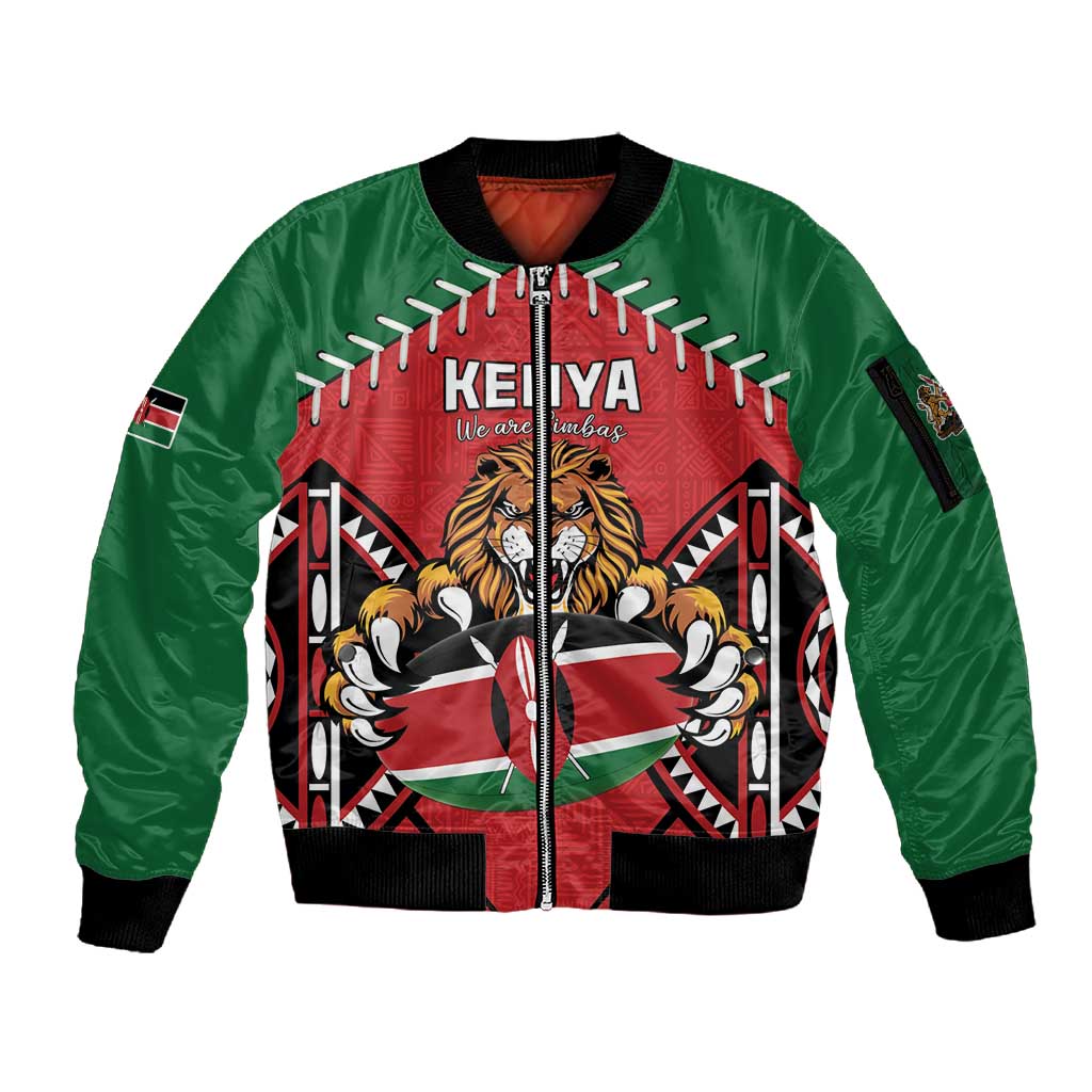 Custom Kenya Rugby Sleeve Zip Bomber Jacket We Are Simbas