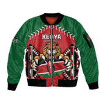 Custom Kenya Rugby Sleeve Zip Bomber Jacket We Are Simbas