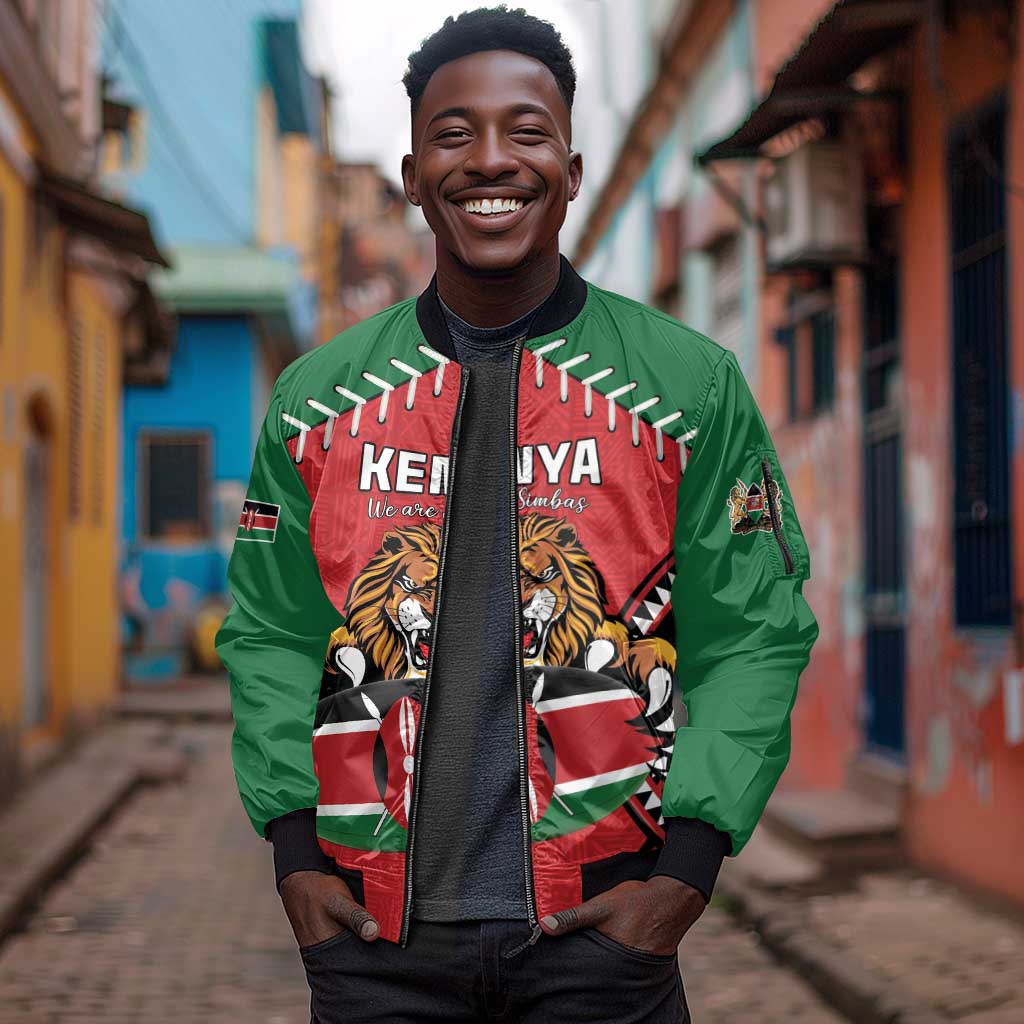 Custom Kenya Rugby Sleeve Zip Bomber Jacket We Are Simbas