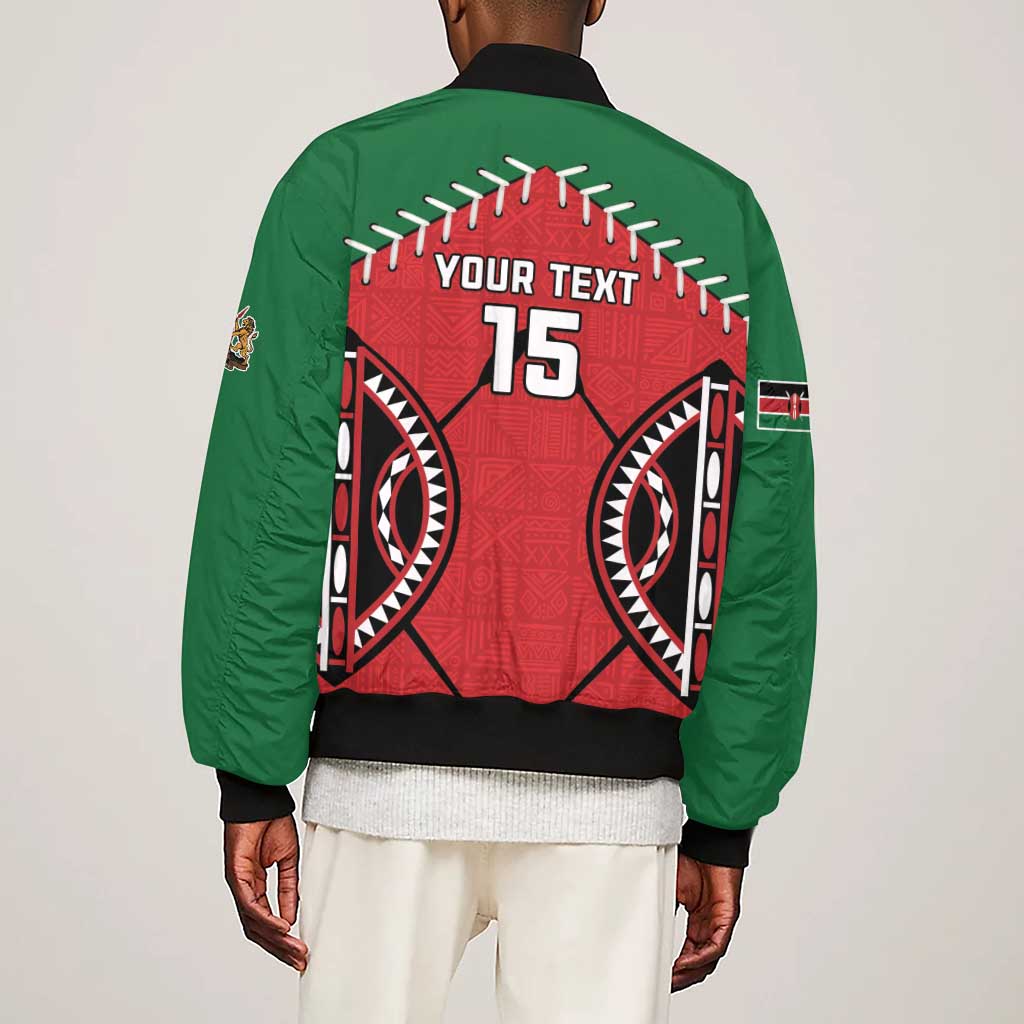 Custom Kenya Rugby Sleeve Zip Bomber Jacket We Are Simbas