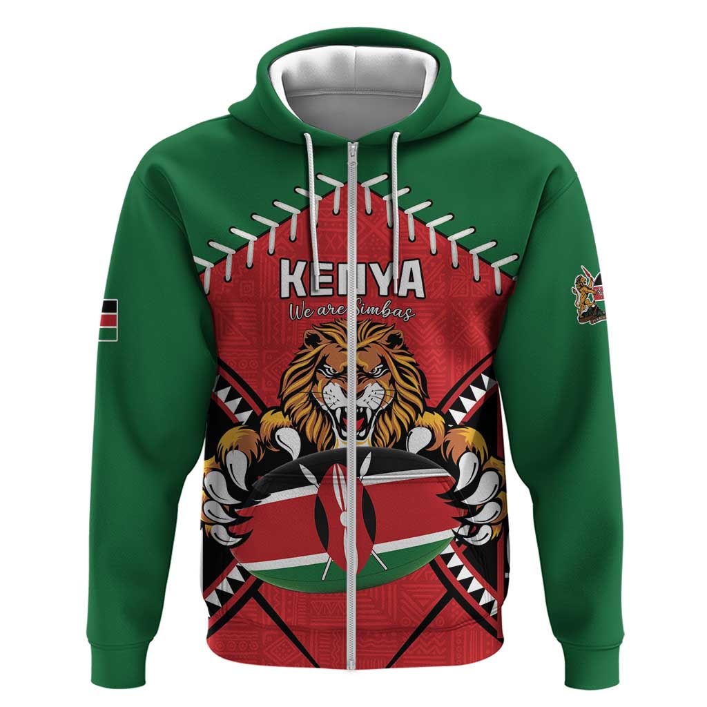 Custom Kenya Rugby Zip Hoodie We Are Simbas