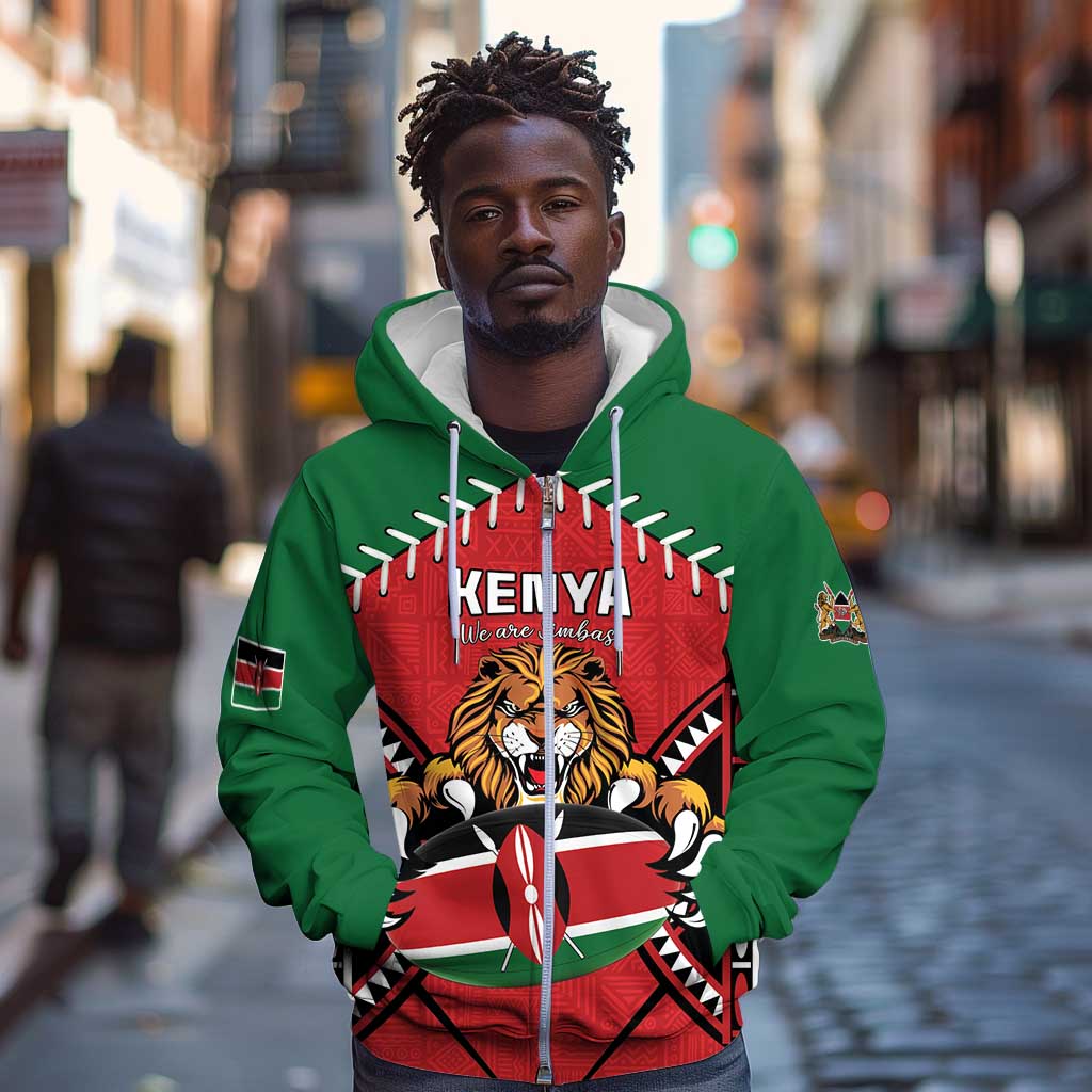Custom Kenya Rugby Zip Hoodie We Are Simbas