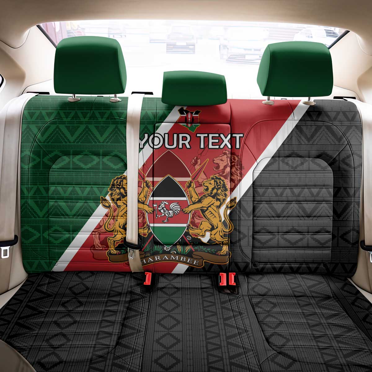 Personalised Kenya Back Car Seat Cover Flag Style - African Pattern