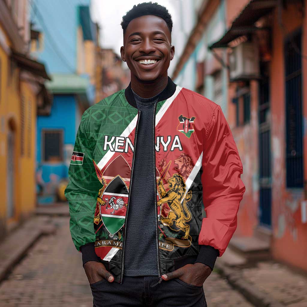 Personalised Kenya Bomber Jacket Flag Style - African Pattern