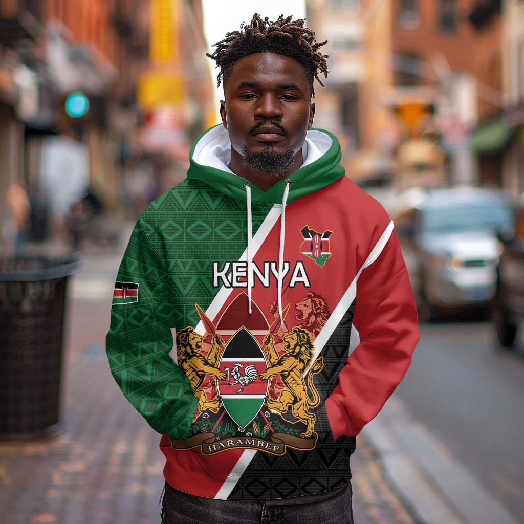 Personalised Kenya Hoodie Flag Style - African Pattern