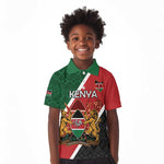 Personalised Kenya Kid Polo Shirt Flag Style - African Pattern
