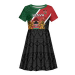 Personalised Kenya Kid Short Sleeve Dress Flag Style - African Pattern