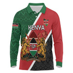 Personalised Kenya Long Sleeve Polo Shirt Flag Style - African Pattern