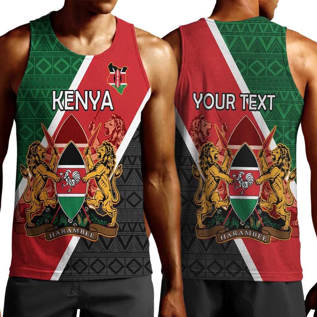 Personalised Kenya Men Tank Top Flag Style - African Pattern