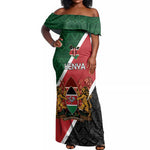 Personalised Kenya Off Shoulder Maxi Dress Flag Style - African Pattern