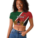 Personalised Kenya Raglan Cropped T shirt Flag Style - African Pattern