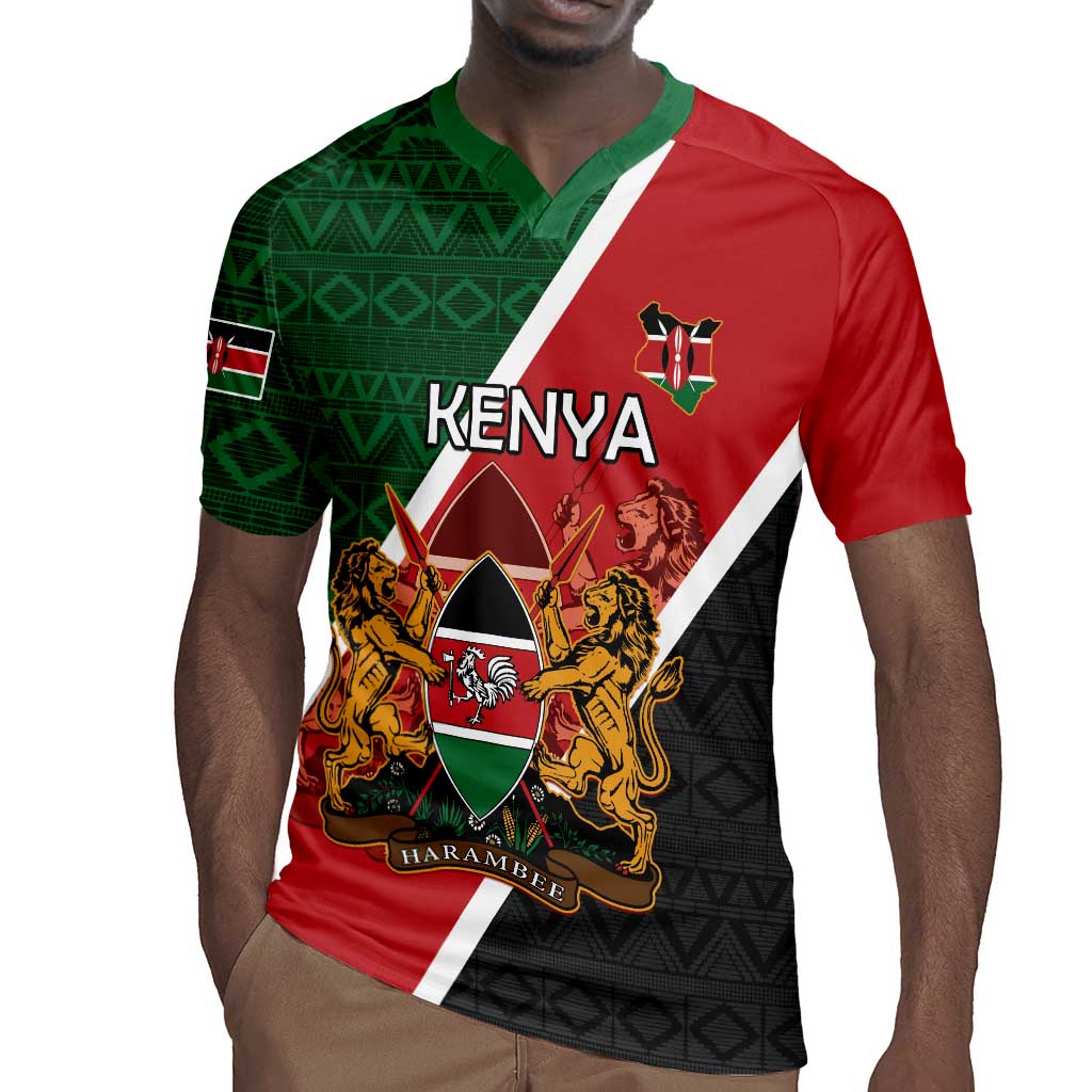 Personalised Kenya Rugby Jersey Flag Style - African Pattern