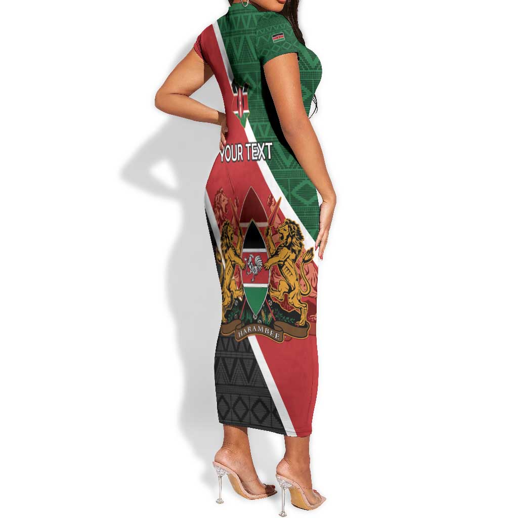 Personalised Kenya Short Sleeve Bodycon Dress Flag Style - African Pattern LT15