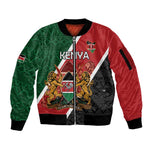 Personalised Kenya Sleeve Zip Bomber Jacket Flag Style - African Pattern