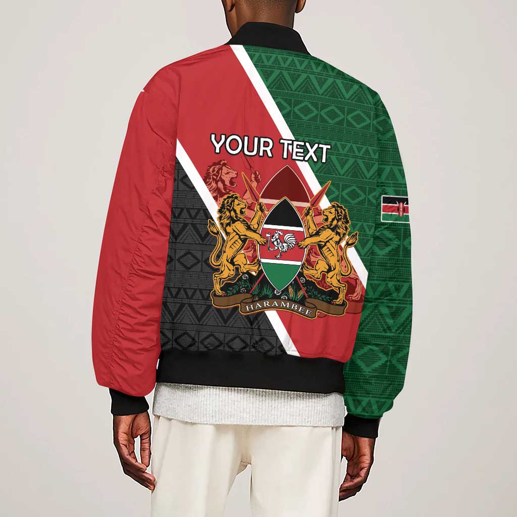 Personalised Kenya Sleeve Zip Bomber Jacket Flag Style - African Pattern
