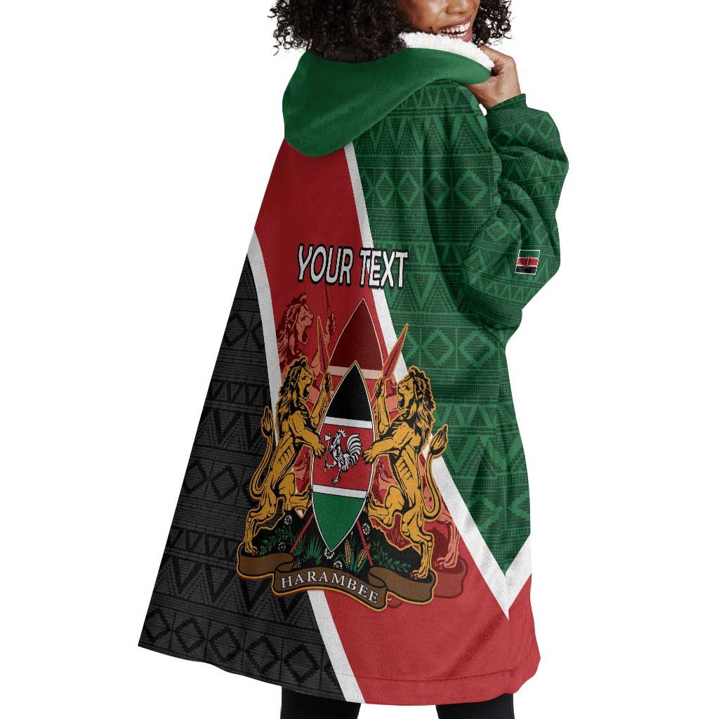 Personalised Kenya Wearable Blanket Hoodie Flag Style - African Pattern