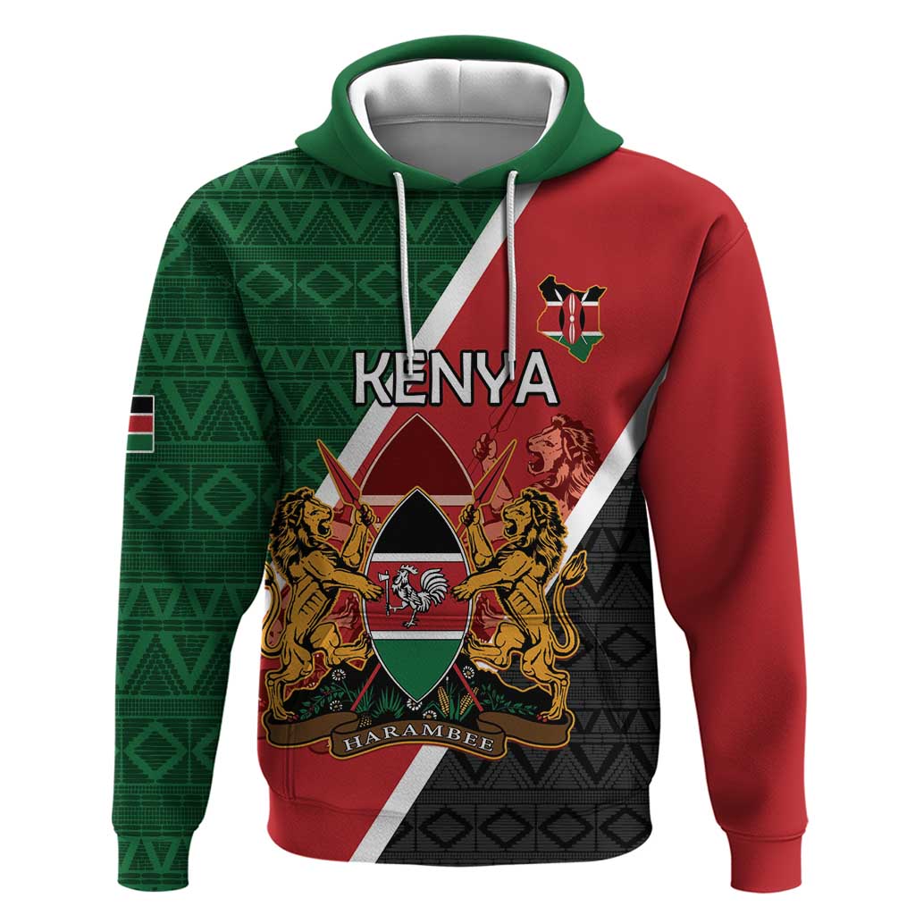 Personalised Kenya Zip Hoodie Flag Style - African Pattern