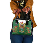 Personalised Zimbabwe Independence Day Shoulder Handbag Coat Of Arms Fire Lilies