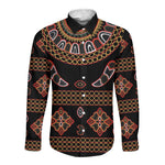 Cameroon Traditional Toghu Pattern Long Sleeve Button Shirt