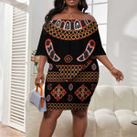 Cameroon Traditional Toghu Pattern Off Shoulder Short Dress