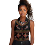 Cameroon Traditional Toghu Pattern Women Sleeveless Polo Shirt