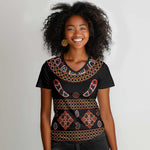 Cameroon Traditional Toghu Pattern Women V-Neck T-Shirt
