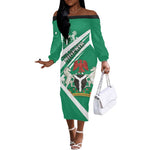 Nigeria Coat Of Arms Sporty Style Off The Shoulder Long Sleeve Dress