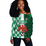 Custom Nigeria Football Off Shoulder Sweater Go Champions