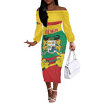 Personalized Happy Benin National Day Off The Shoulder Long Sleeve Dress Fraternite Justice Travail