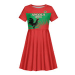 Personalized Angola Kid Short Sleeve Dress UNITA Party Flag Style