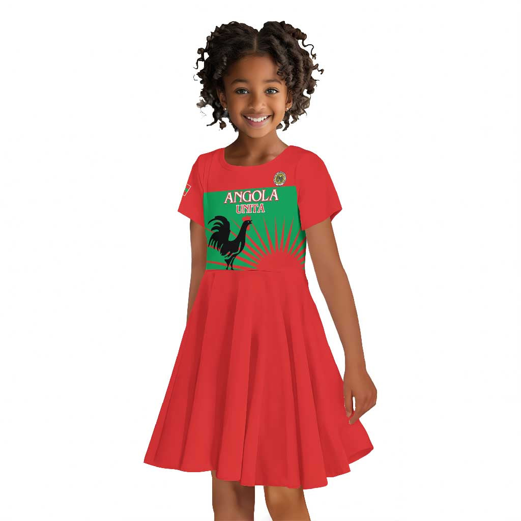 Personalized Angola Kid Short Sleeve Dress UNITA  Party Flag Style