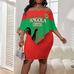 Personalized Angola Off Shoulder Short Dress UNITA Party Flag Style