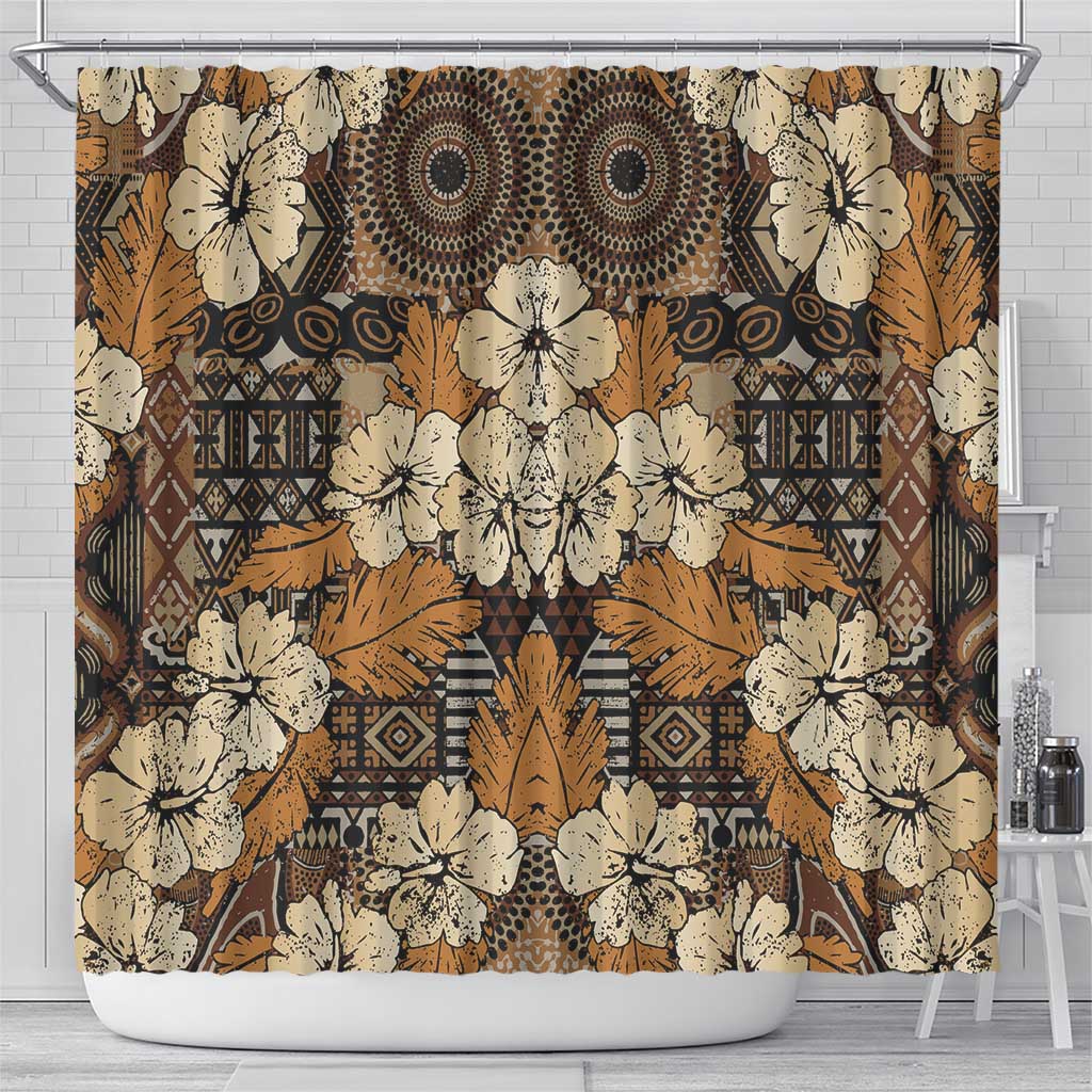 Afro Hibiscus Tropical Shower Curtain African Pattern - African Pride
