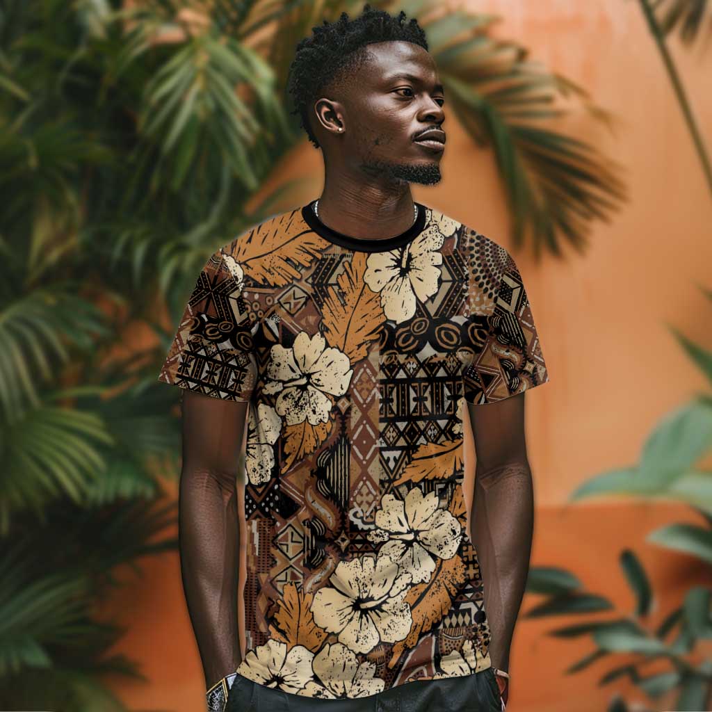 Afro Hibiscus Tropical T shirt African Pattern - African Pride