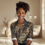 Afro Hibiscus Tropical Women Casual Shirt African Pattern - African Pride