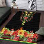 Personalized Afro Hibiscus Tropical Area Rug Dashiki African Pattern - African Pride