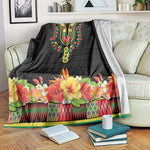 Personalized Afro Hibiscus Tropical Blanket Dashiki African Pattern - African Pride