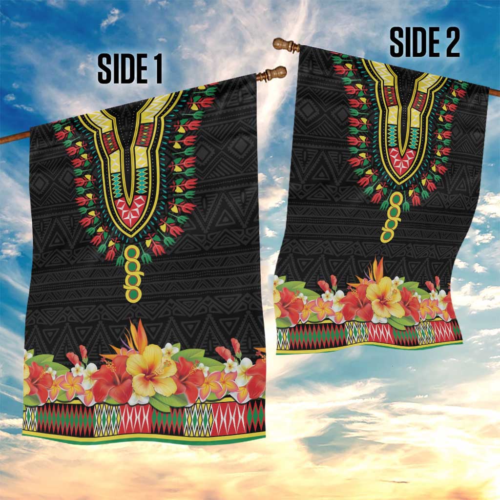 Personalized Afro Hibiscus Tropical Garden Flag Dashiki African Pattern - African Pride