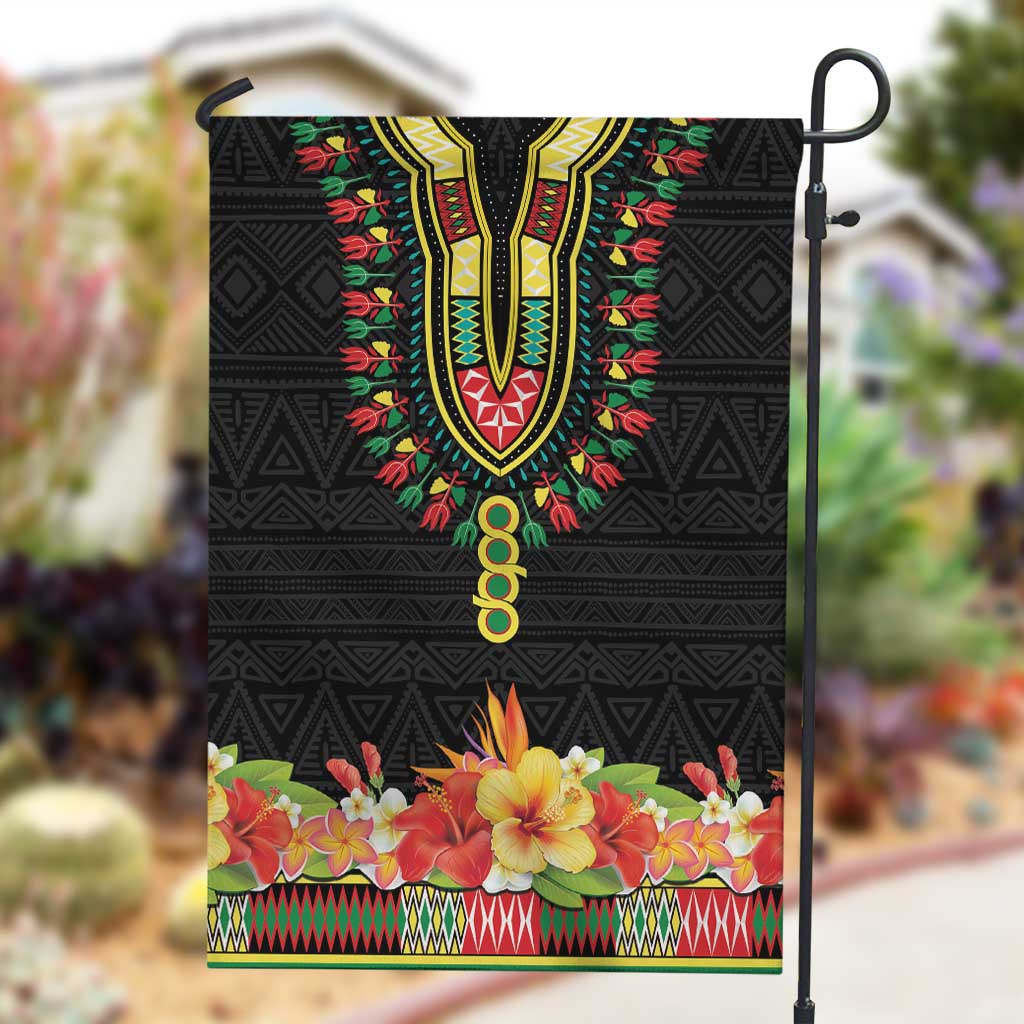 Personalized Afro Hibiscus Tropical Garden Flag Dashiki African Pattern - African Pride