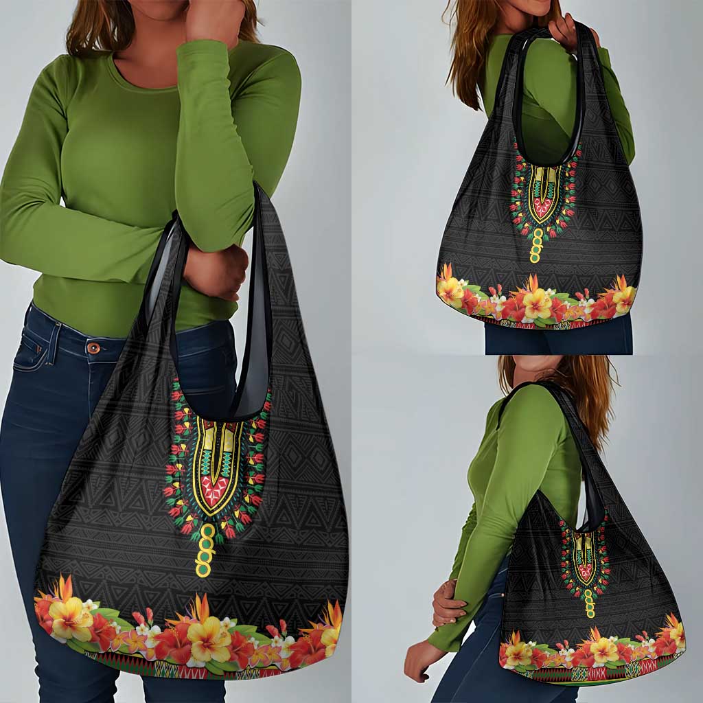 Personalized Afro Hibiscus Tropical Grocery Bag Dashiki African Pattern - African Pride