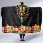 Personalized Afro Hibiscus Tropical Hooded Blanket Dashiki African Pattern - African Pride