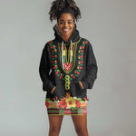 Personalized Afro Hibiscus Tropical Hoodie Dress Dashiki African Pattern - African Pride