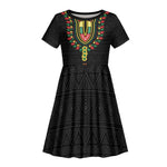 Personalized Afro Hibiscus Tropical Kid Short Sleeve Dress Dashiki African Pattern - African Pride