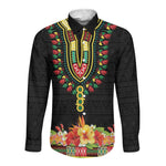Personalized Afro Hibiscus Tropical Long Sleeve Button Shirt Dashiki African Pattern - African Pride