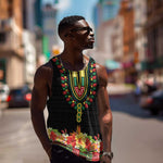Personalized Afro Hibiscus Tropical Men Tank Top Dashiki African Pattern - African Pride