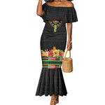 Personalized Afro Hibiscus Tropical Mermaid Dress Dashiki African Pattern - African Pride