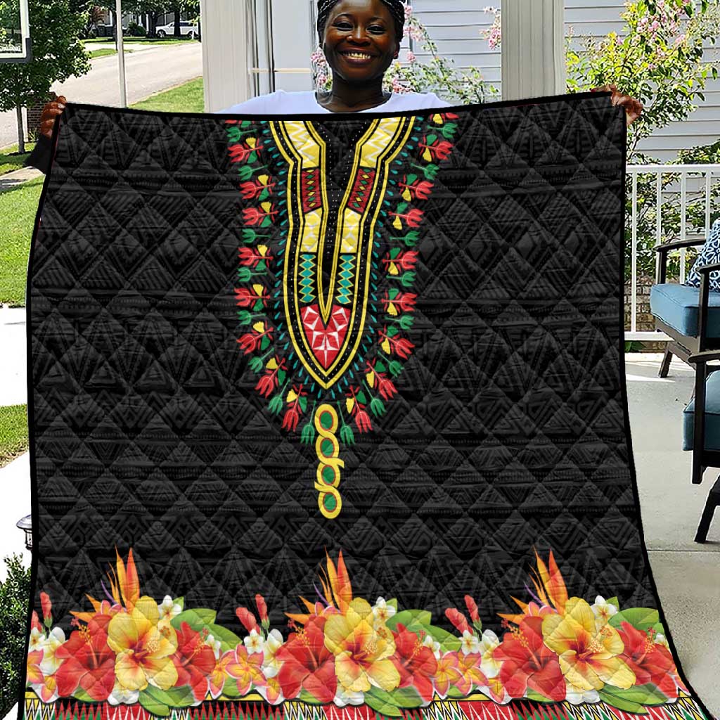 Personalized Afro Hibiscus Tropical Quilt Dashiki African Pattern - African Pride