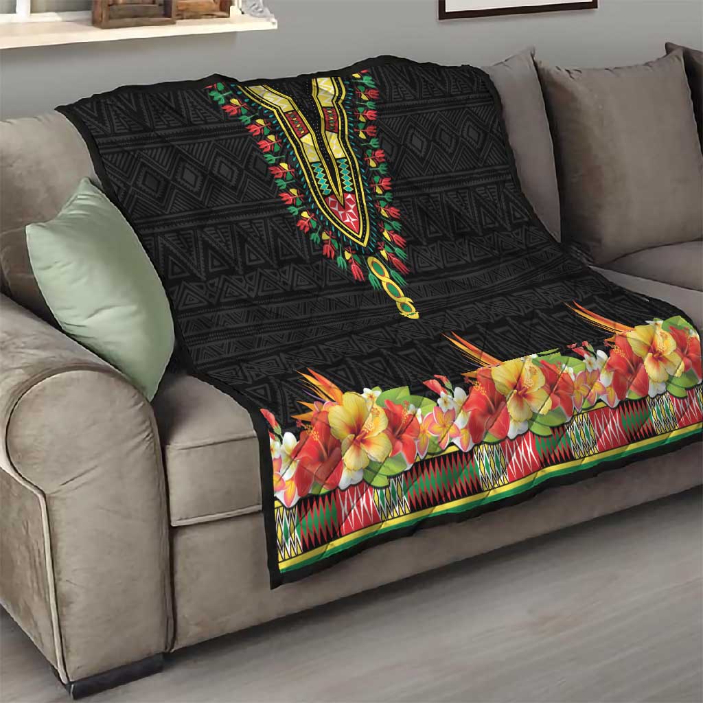 Personalized Afro Hibiscus Tropical Quilt Dashiki African Pattern - African Pride