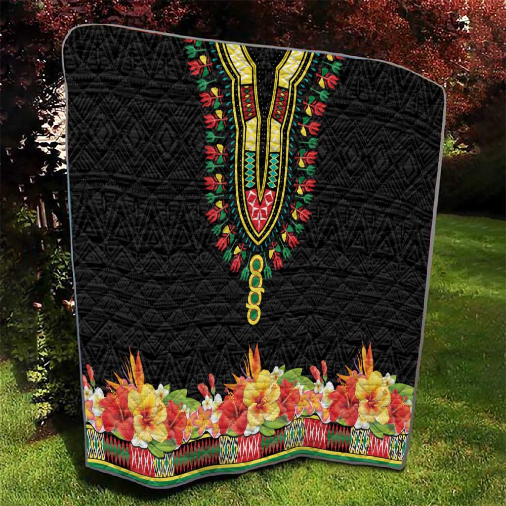 Personalized Afro Hibiscus Tropical Quilt Dashiki African Pattern - African Pride